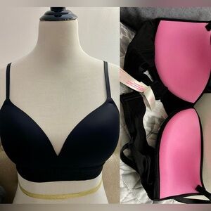 💖Pre-Loved PINK Victoria's Secret Black Seamless Bra Intimates Size 36B Wireless